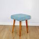 Blue turquoise square vintage stool PRL 1970s