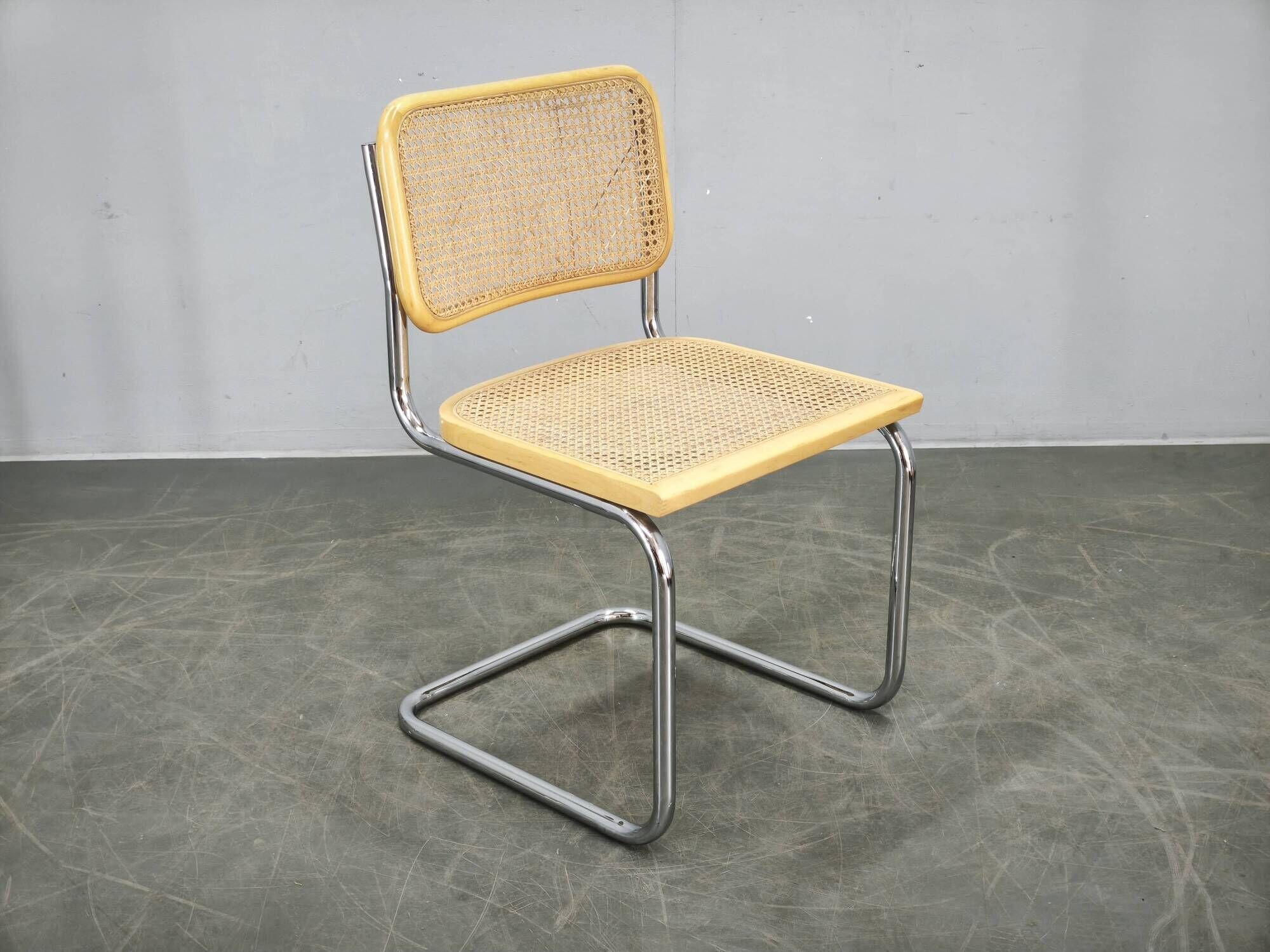 Italian Cesca B32 Style Cane and Chrome Cantilever Chair, 1970s