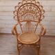 Fauteuil peacock en rotin des années 60