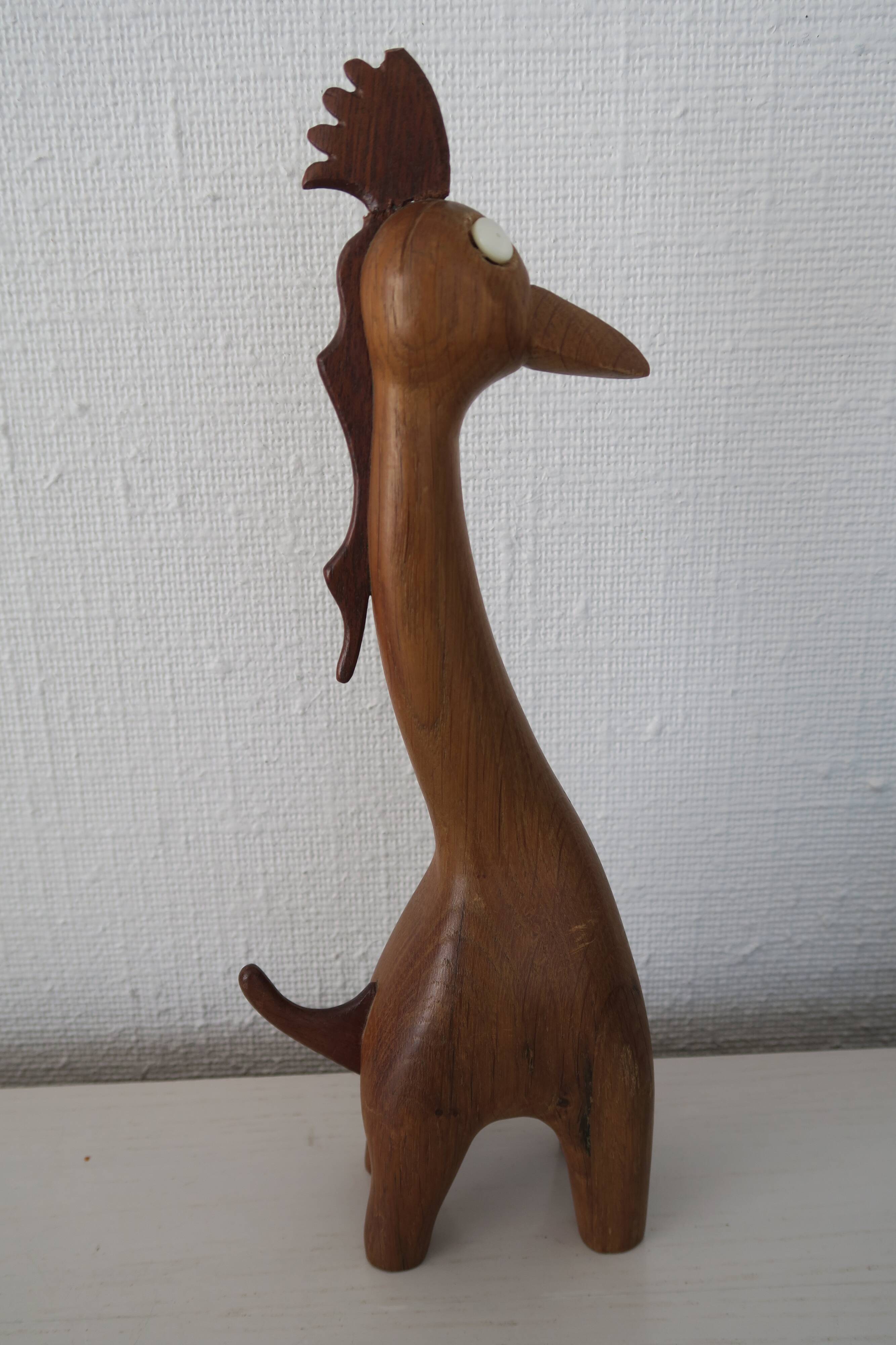 Toy wood giraffe vintage scandinavian teak 1960-70