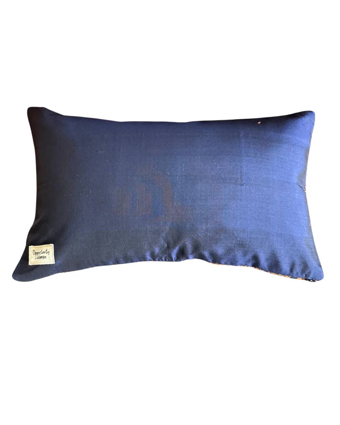 Navy blue and orange Kachin cushion cover (RIDA)