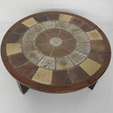 Tue Poulsen pour Haslev Møbelsnedkeri, table basse en pierre et chêne, Danemark années 1960