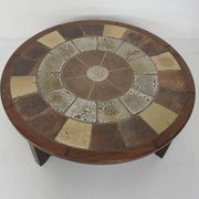 Tue Poulsen pour Haslev Møbelsnedkeri, table basse en pierre et chêne, Danemark années 1960