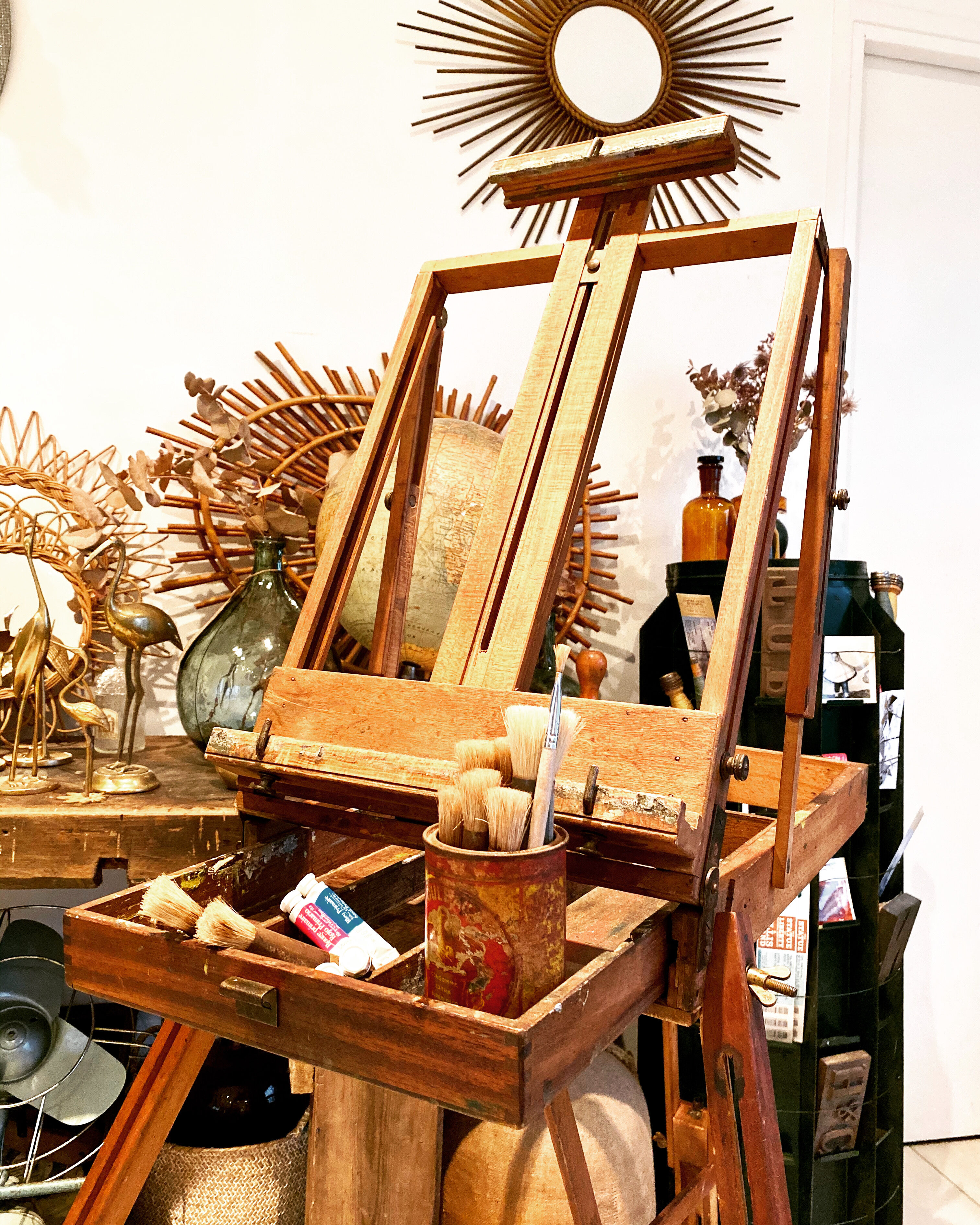 Old collapsible wooden painter's easel