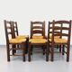 Set of 6 vintage brutalist chairs by Georges Robert in straw wood from the 1960s.