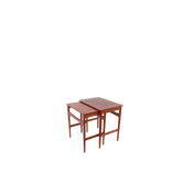 Mid-century side tables and nesting tables, in Wegner Tuck teak, Danish style.