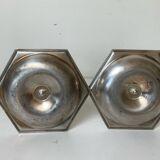 Pair of silver-plated metal candlesticks