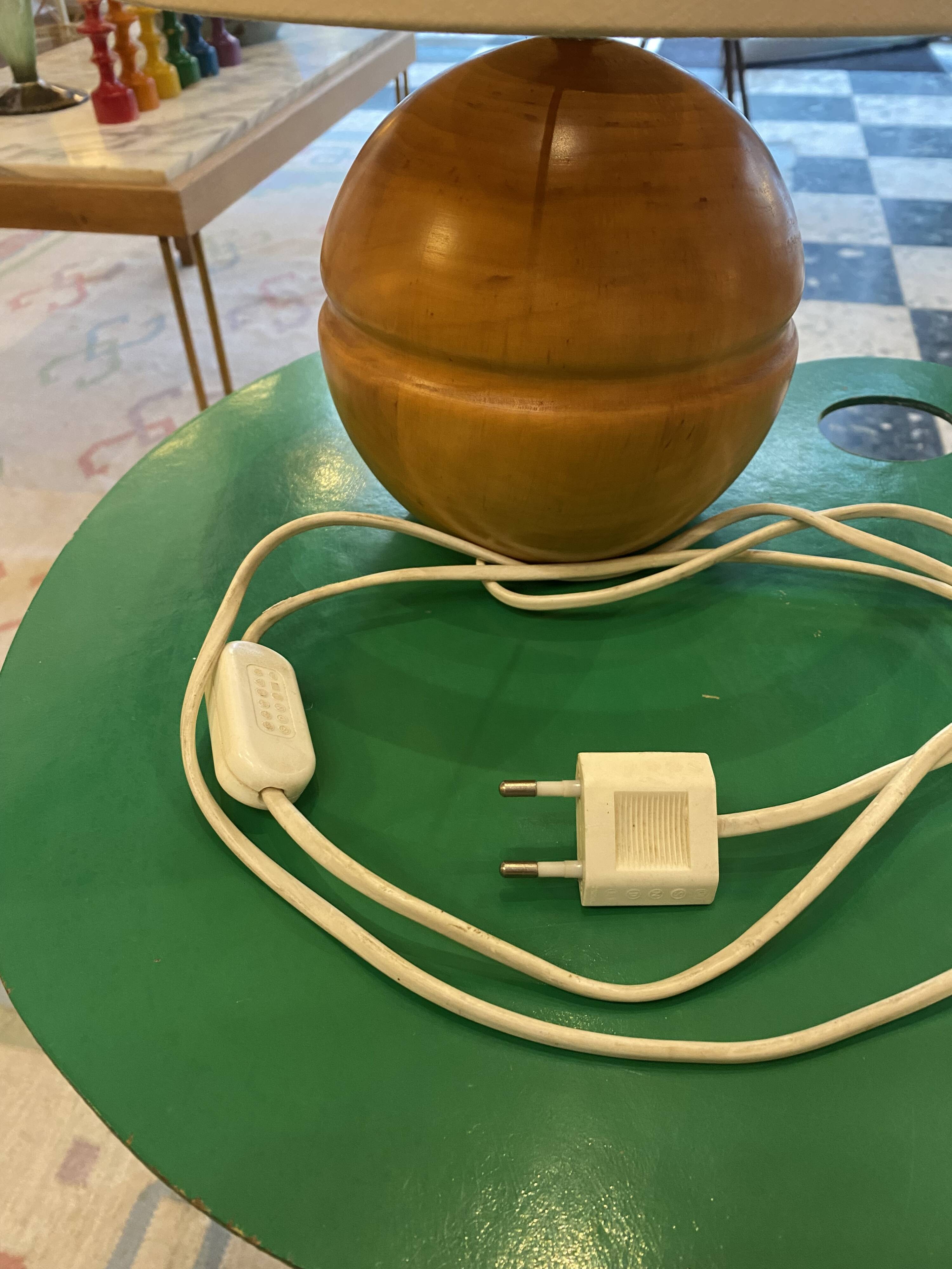 Turned light wood lamp