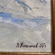 Oil painting on cardboard signed, dimensions: height - 48 cm - width - 68.5 cm -