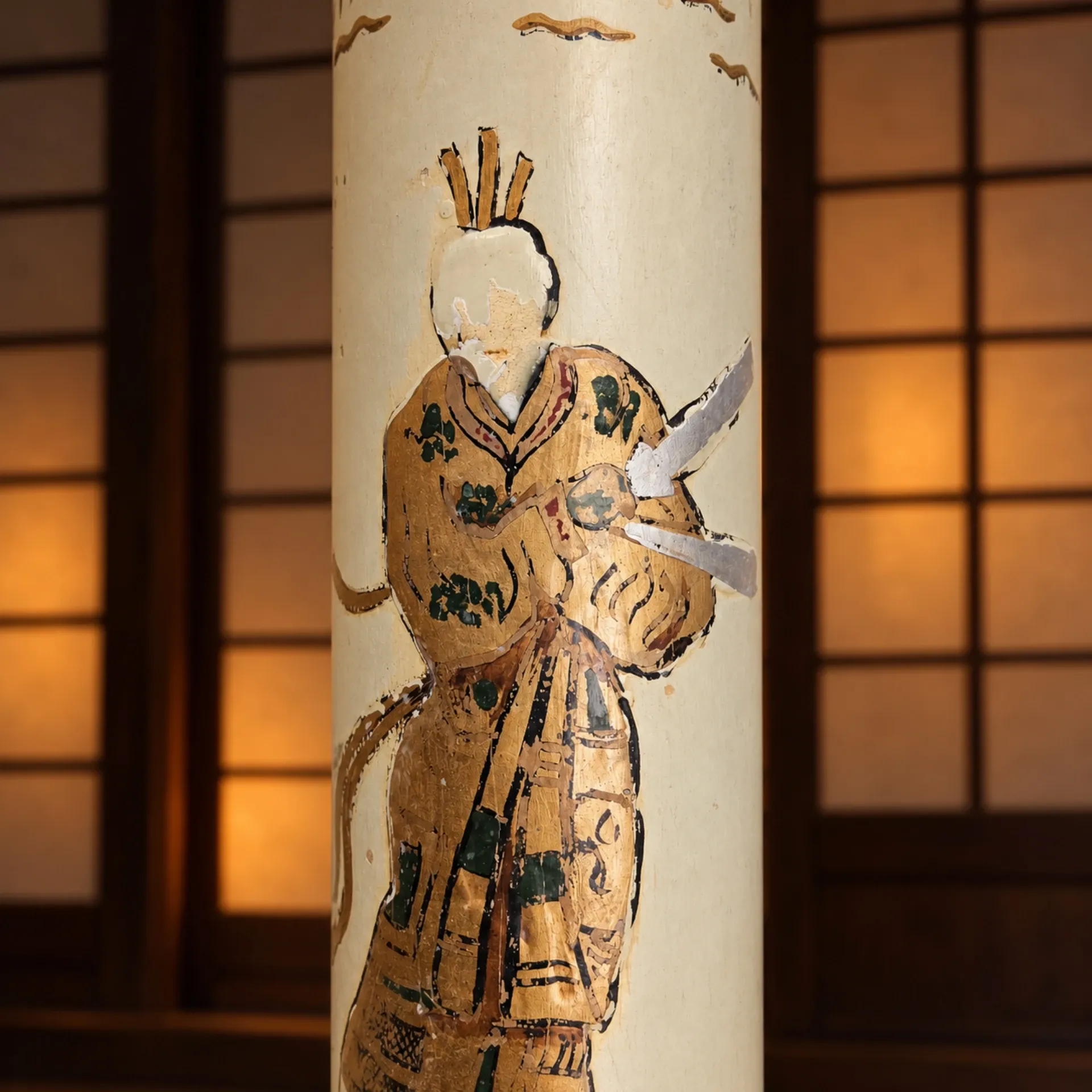 Antique Japanese handpainted floorlight white and gold (new shade)