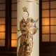 Antique Japanese handpainted floorlight white and gold (new shade)