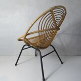Armchair rattan shell metal