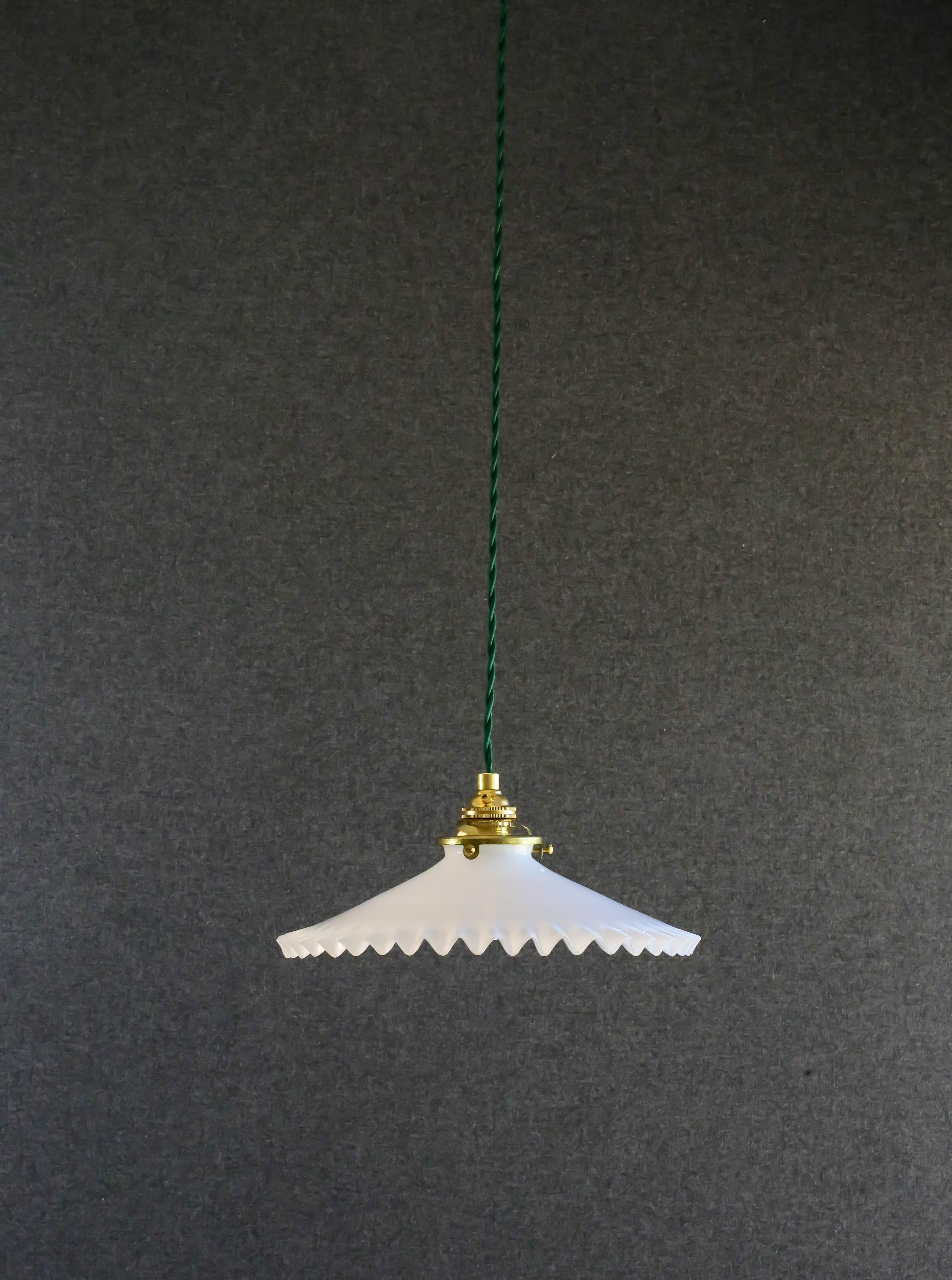 Antique suspension in white opaline comes with new brass socket