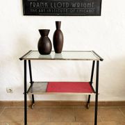 Glass and metal serving trolley, 1960s