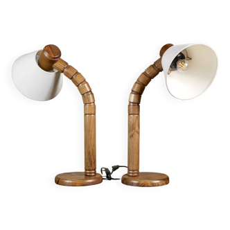 Pair of Swedish pine lamps by Solbackens Svarveri, 1970s