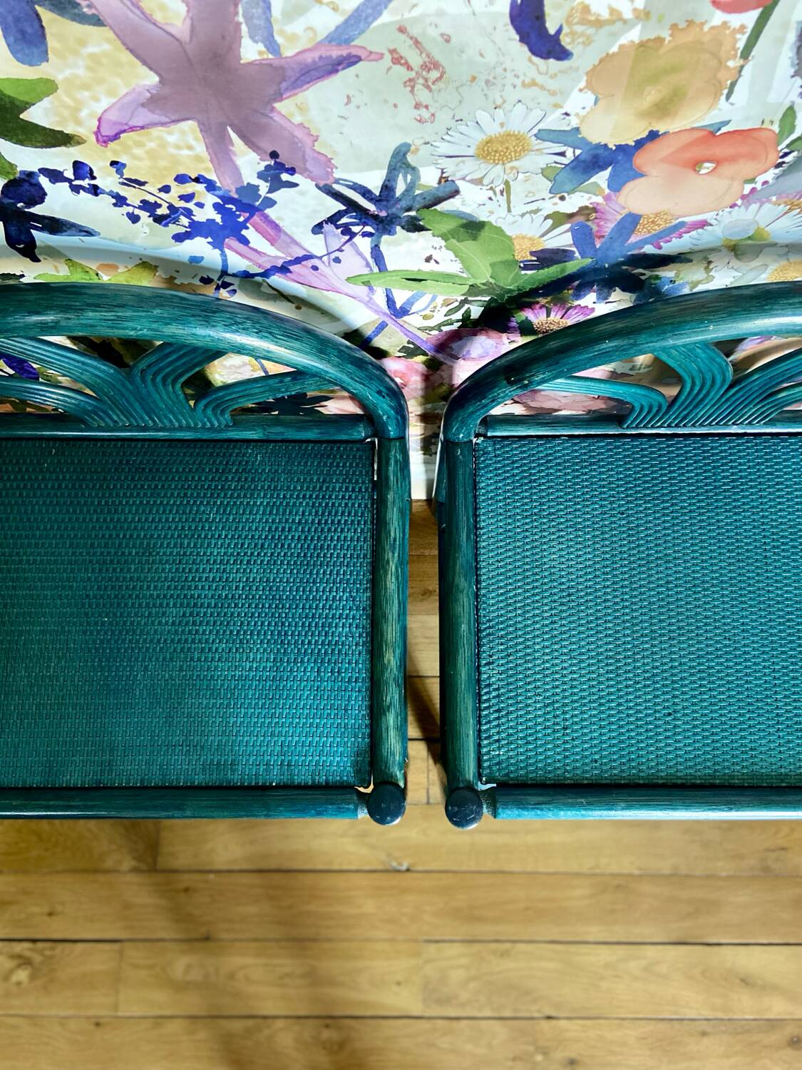 Pair of painted wooden bedside tables - circa 1970.