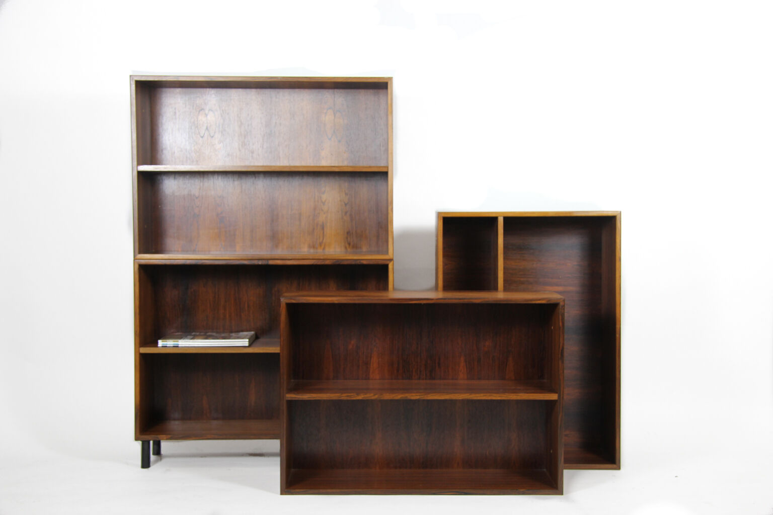 Rosewood bookcase with metal black legs, made in Denmark, 1960s
