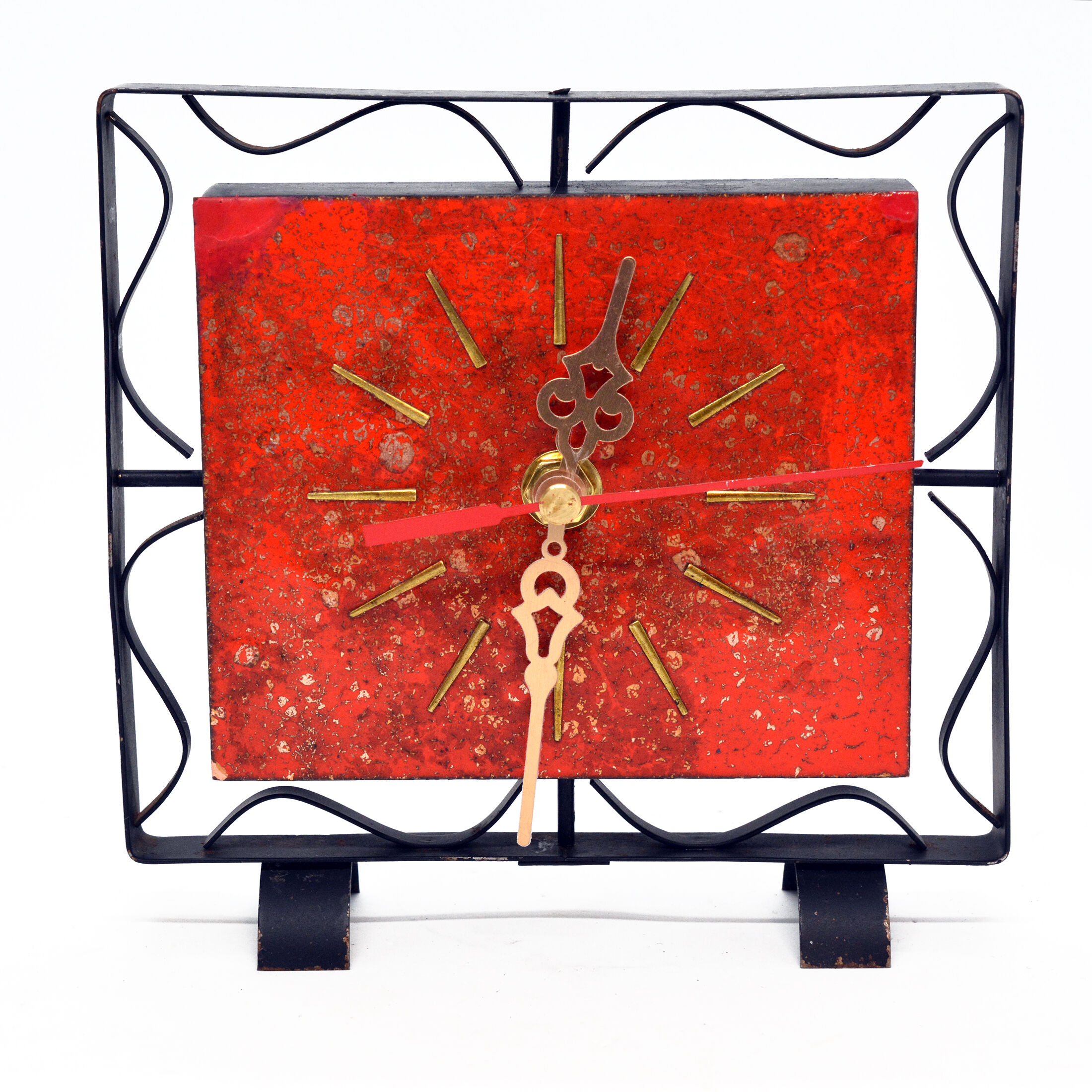 1970s modern electric fireplace clock VEB Elektrobau Greiz, Germany