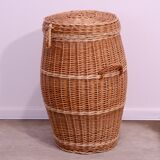 Vintage wicker laundry basket, 1970s, Czechoslovakia