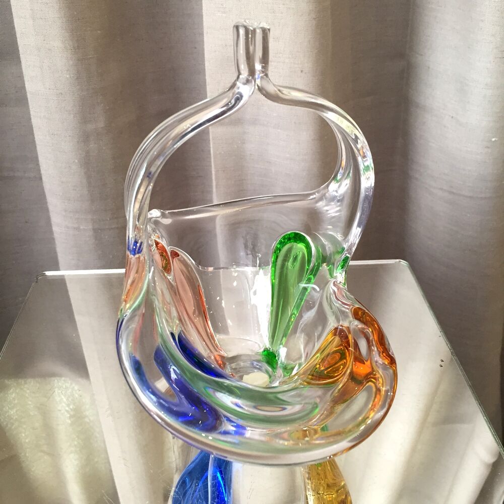 Empty basket multicolored bohemian glass pocket