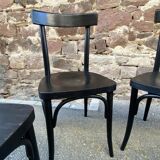 4 French chairs, Café brasserie model, curved wood from the 1970s