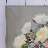 Oil on canvas Bouquet of roses signed Robert