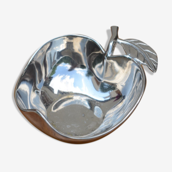 Vide-poche pomme en métal argenté