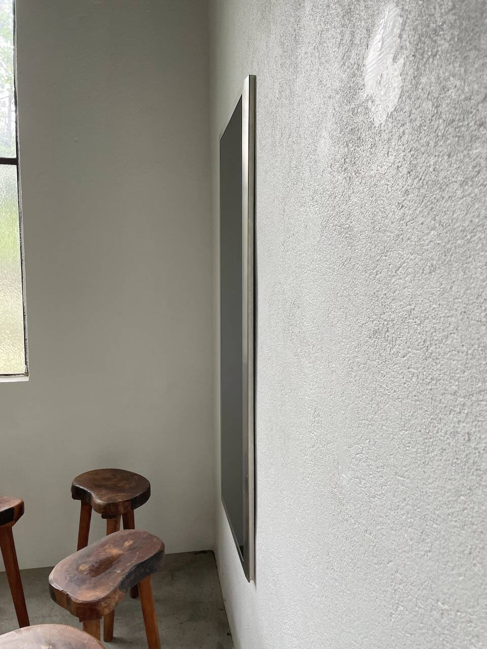 Brushed stainless steel mirror circa François Monnet and Joelle Ferlande