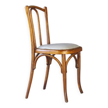Chaise Baumann Bistrot N°56, vers 1925 assise cuir gris