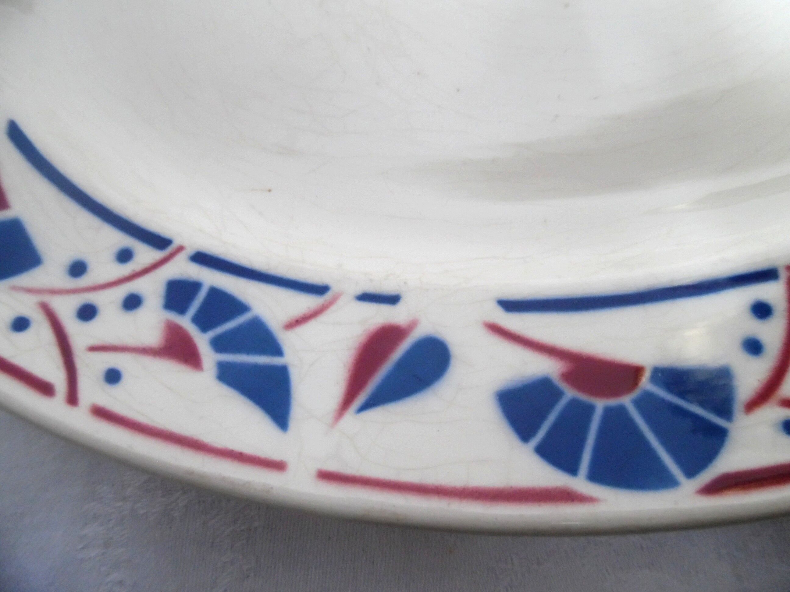 Oval earthenware art deco dish