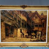 J. Verulpens “The Inn”. Large format painting.
