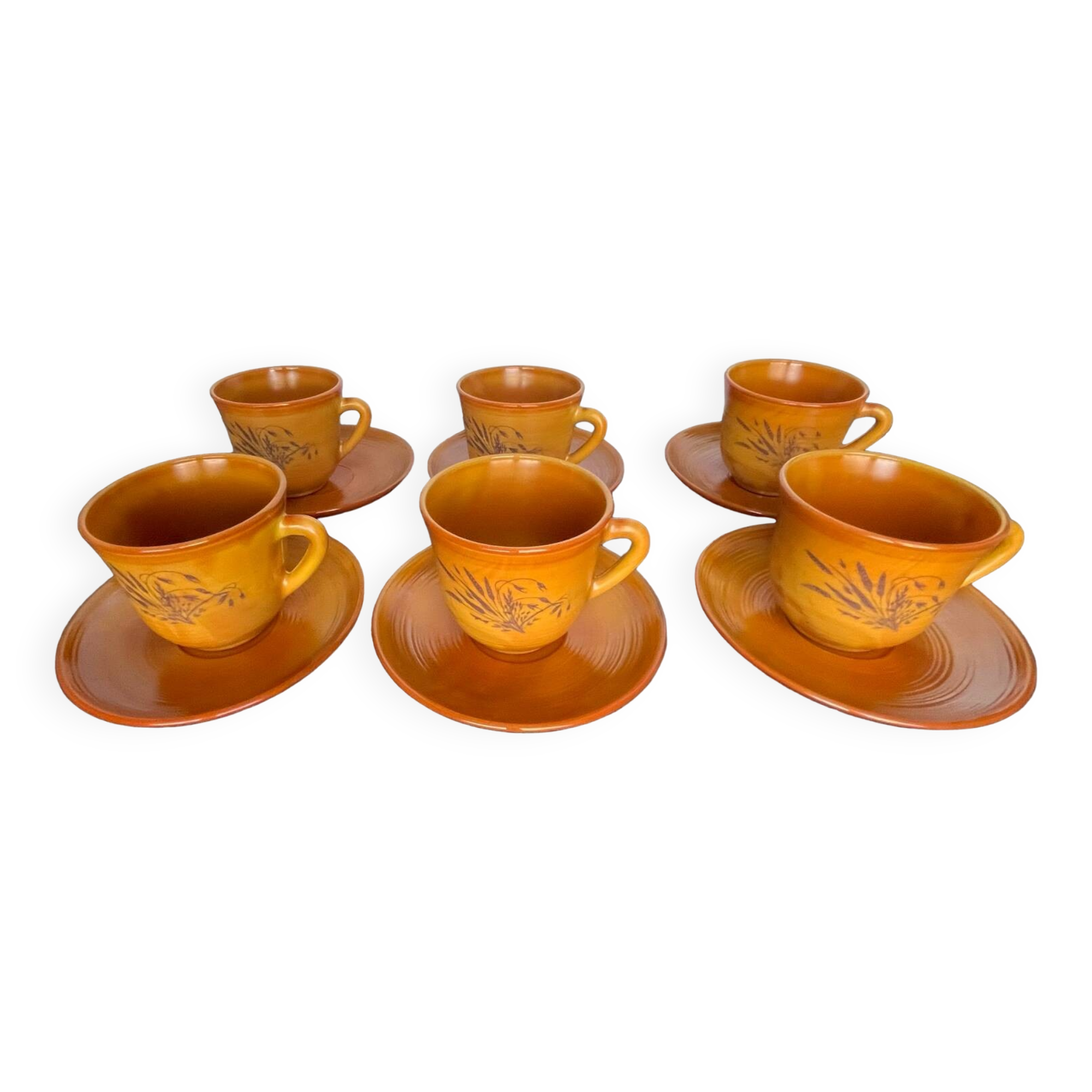 6 coffee cups + saucers