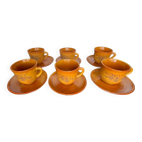6 coffee cups + saucers