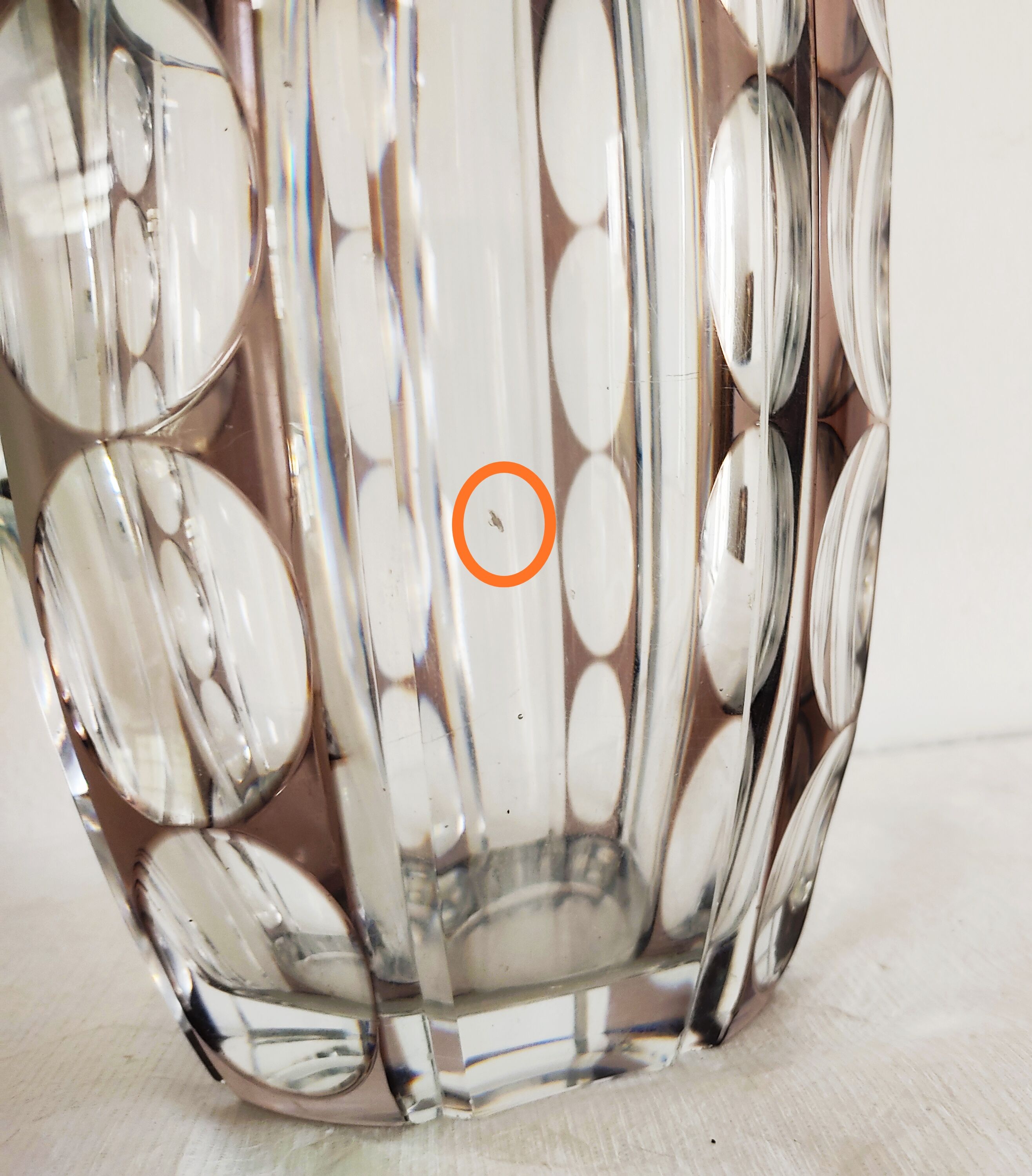 Large crystal vase cut in Val Saint Lambert lozenges