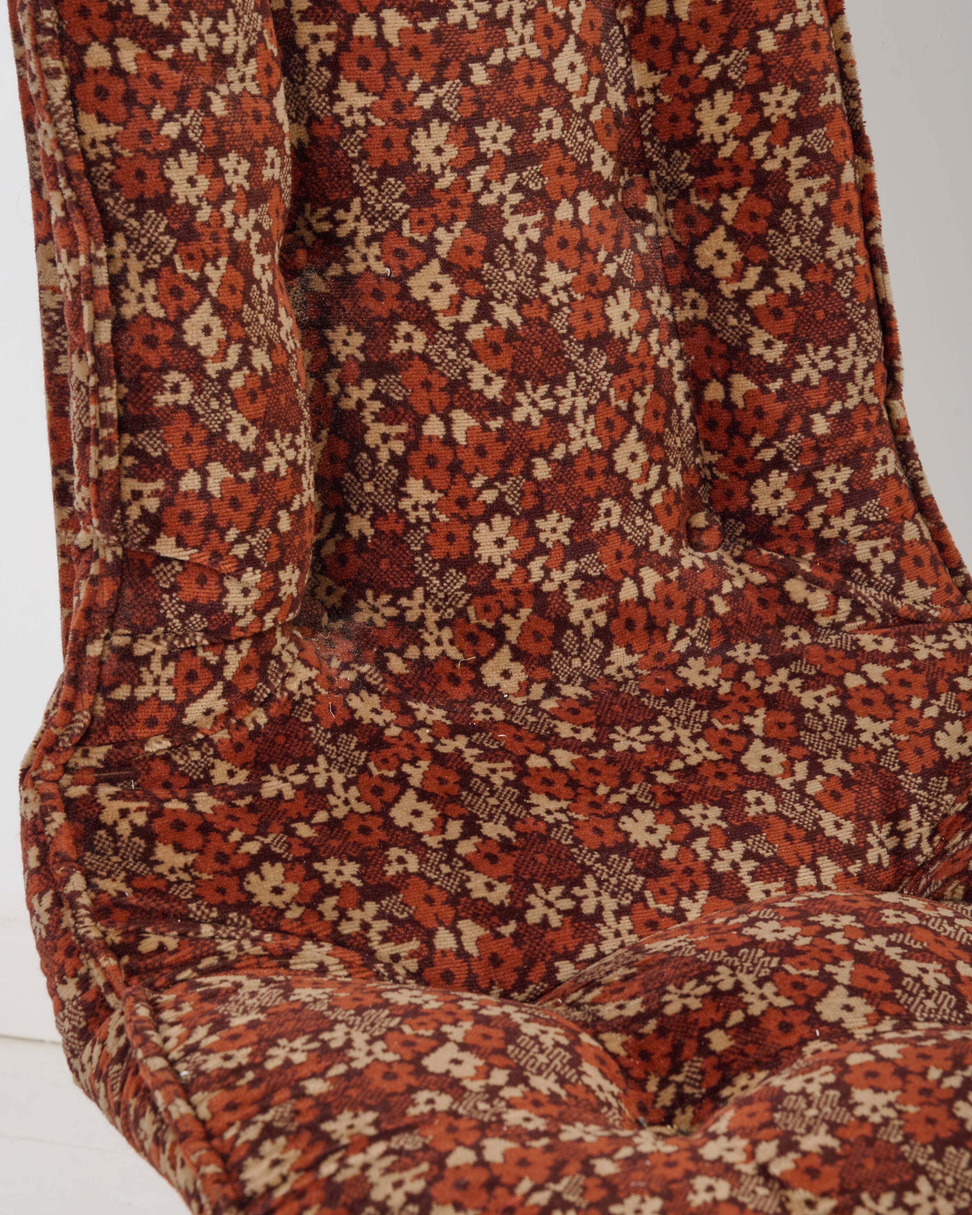 4 chaises en velours marron, 1970