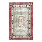 Tapis 7x11 pour Salon Tapis Vintage Bordé Rouge Vert, 215x335Cm