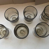 6 verres à pied en verre fumé 70s