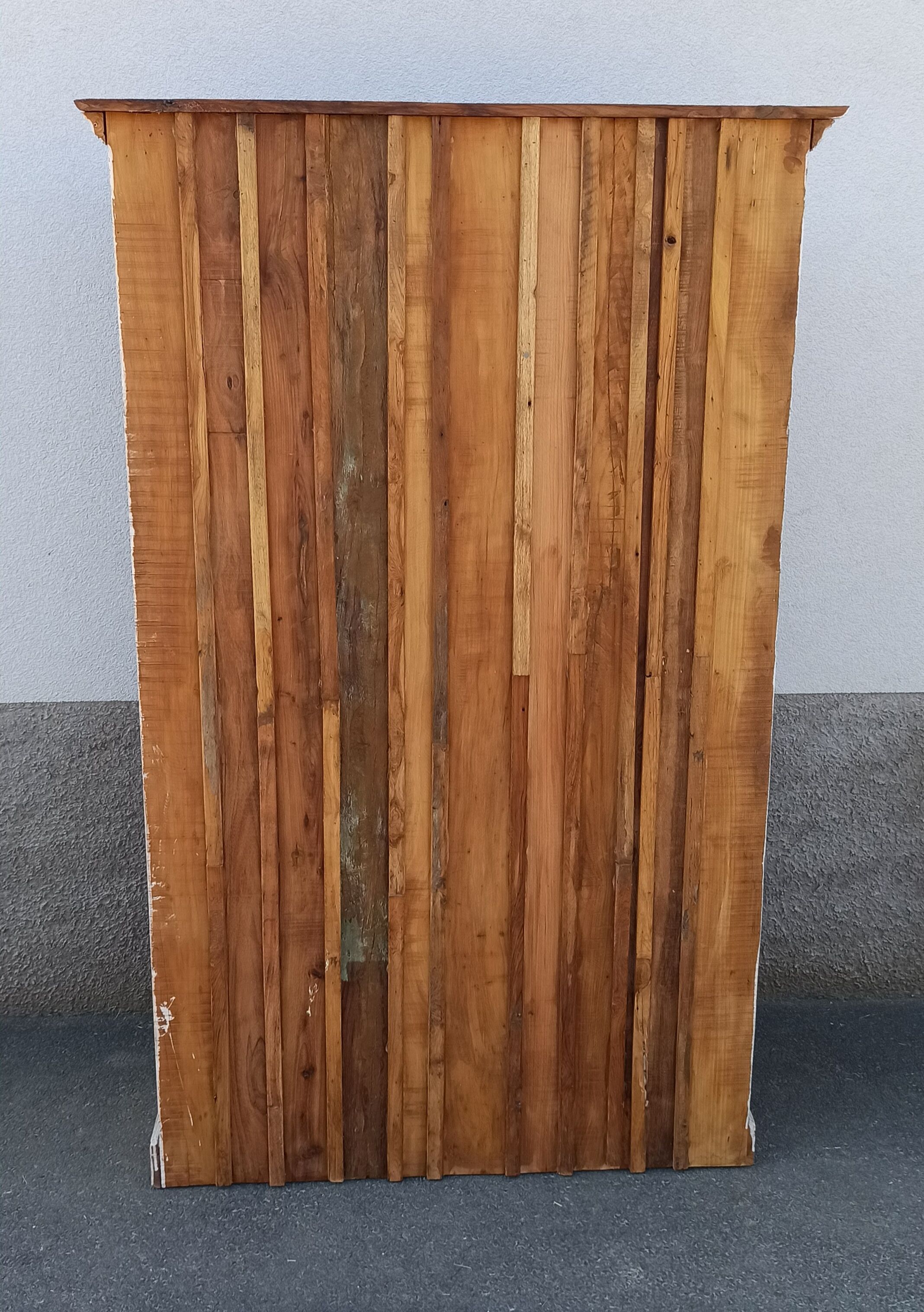 White wooden antique glazed wardrobe