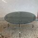 Table basse vintage en verre fumé et chrome