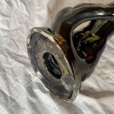 Old Vallauris soliflore vase in pearly black ceramic - female body