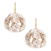 Set of 2 Murano Spherical Chandelier Full of White Flowers, 1980s