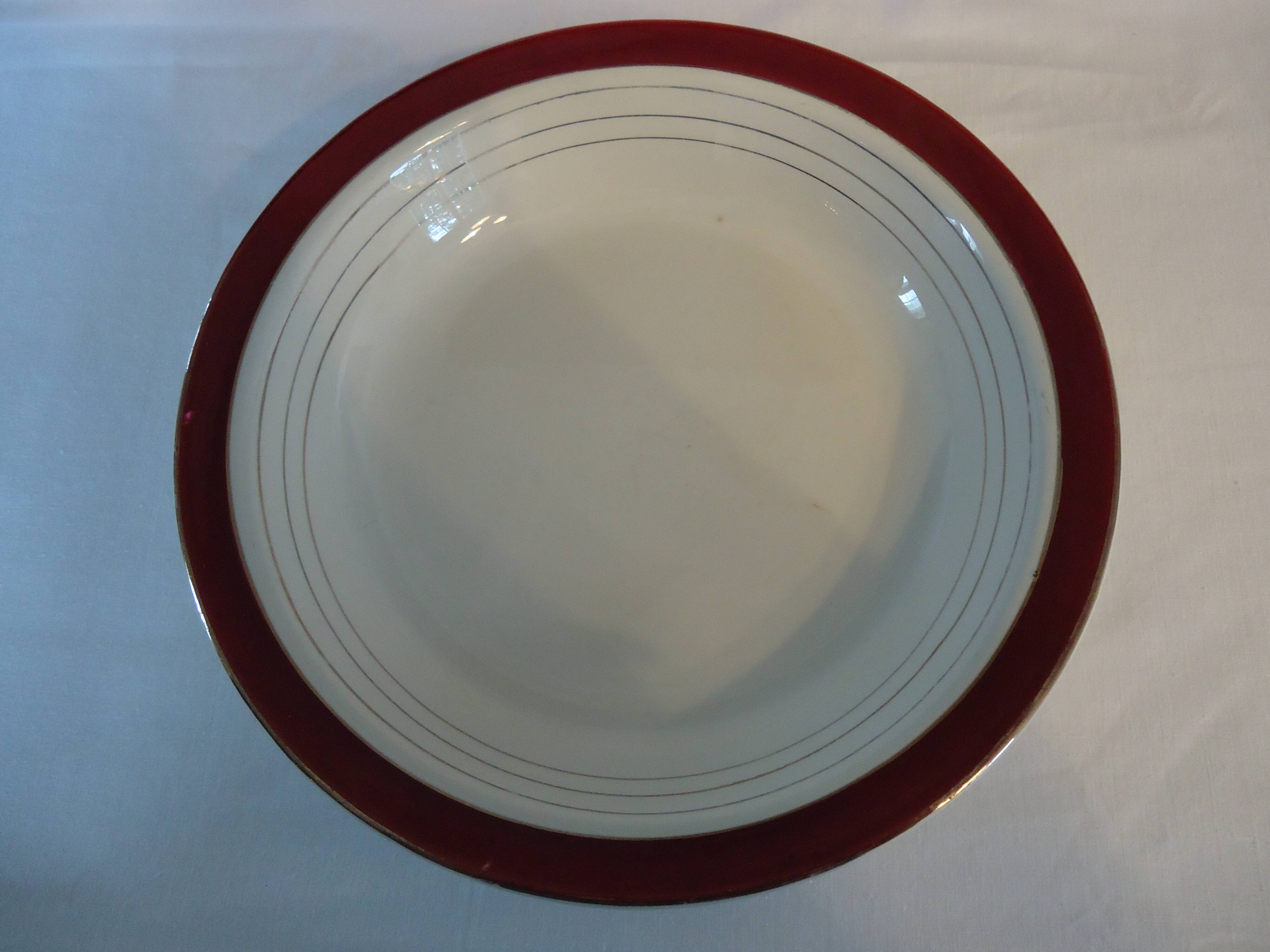 Round, hollow, opaque porcelain serving dish by digoin sarreguemines pasteur