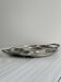 Vintage silver-plated metal serving tray with compartments.
