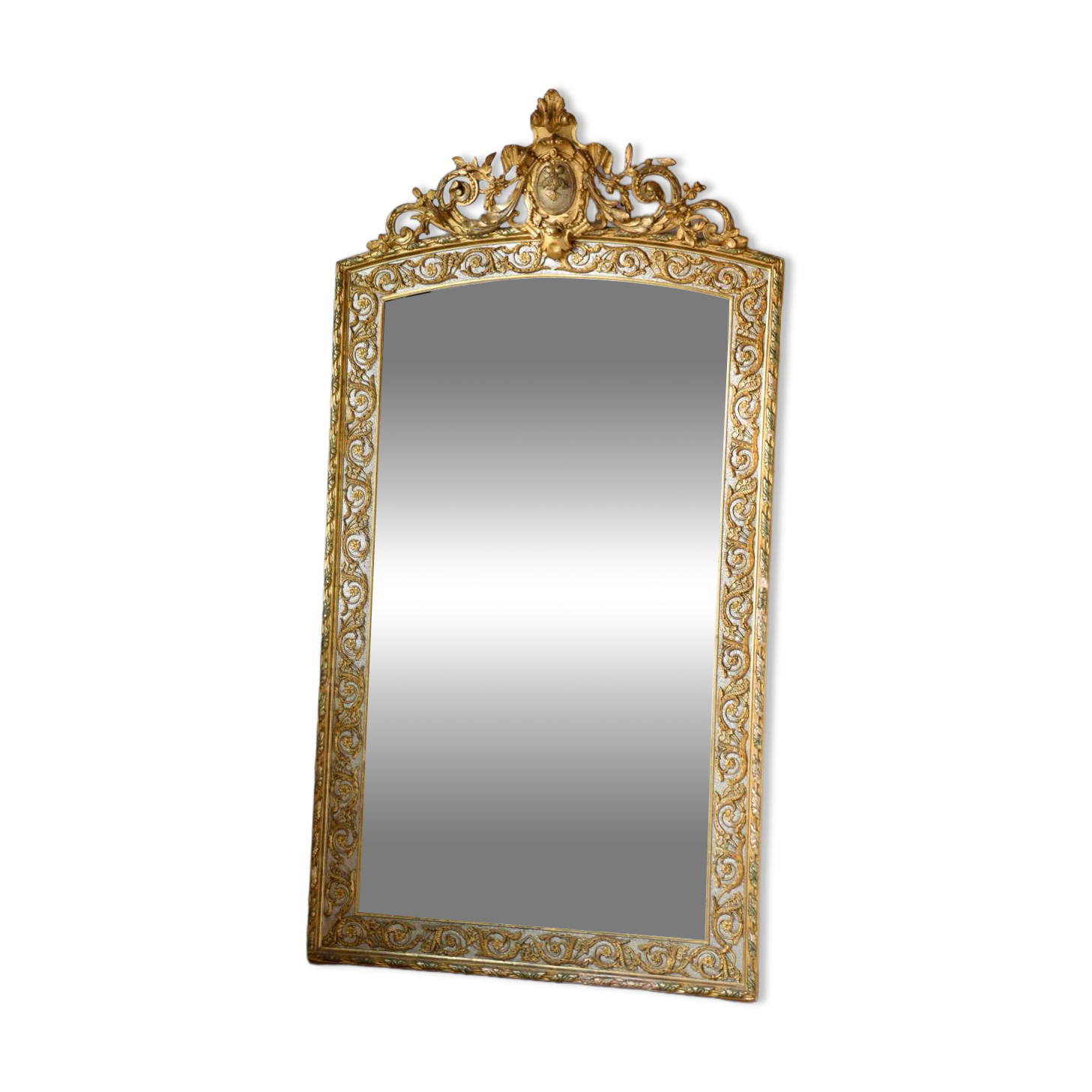 Large antique gilded mirror in the Baroque style