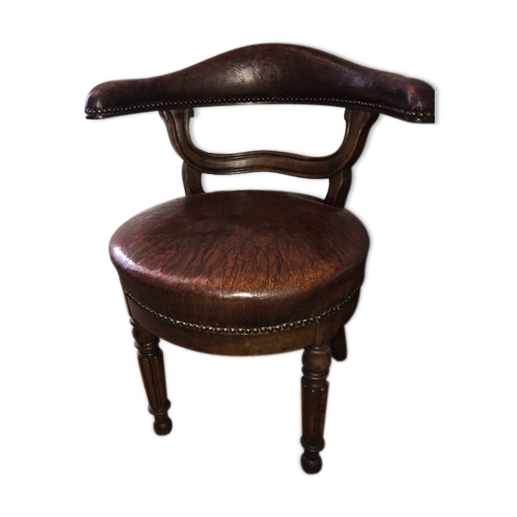Fauteuil De Bateau Chesterfield En Acajou Et Cuir