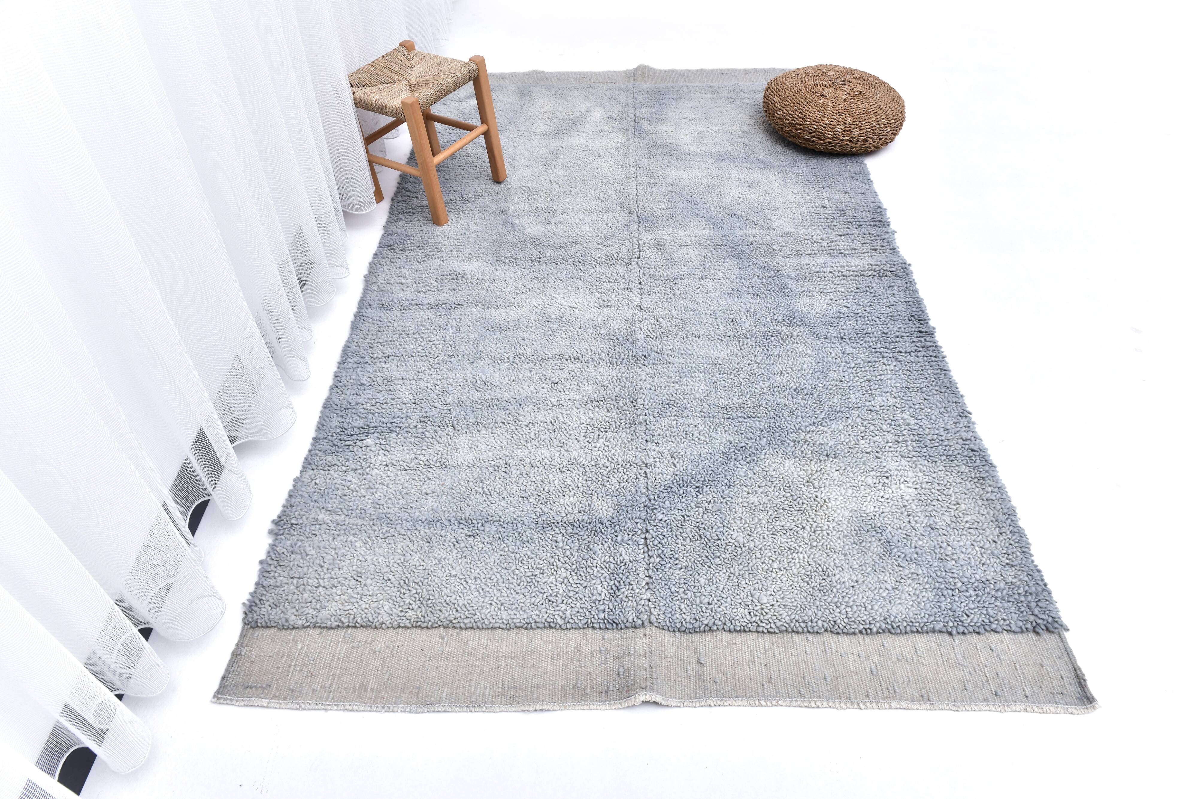 4x7 Blue & Gray Moroccan Area Rug 133x226Cm SK 240769