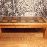 1970s coffee table in elm and schist