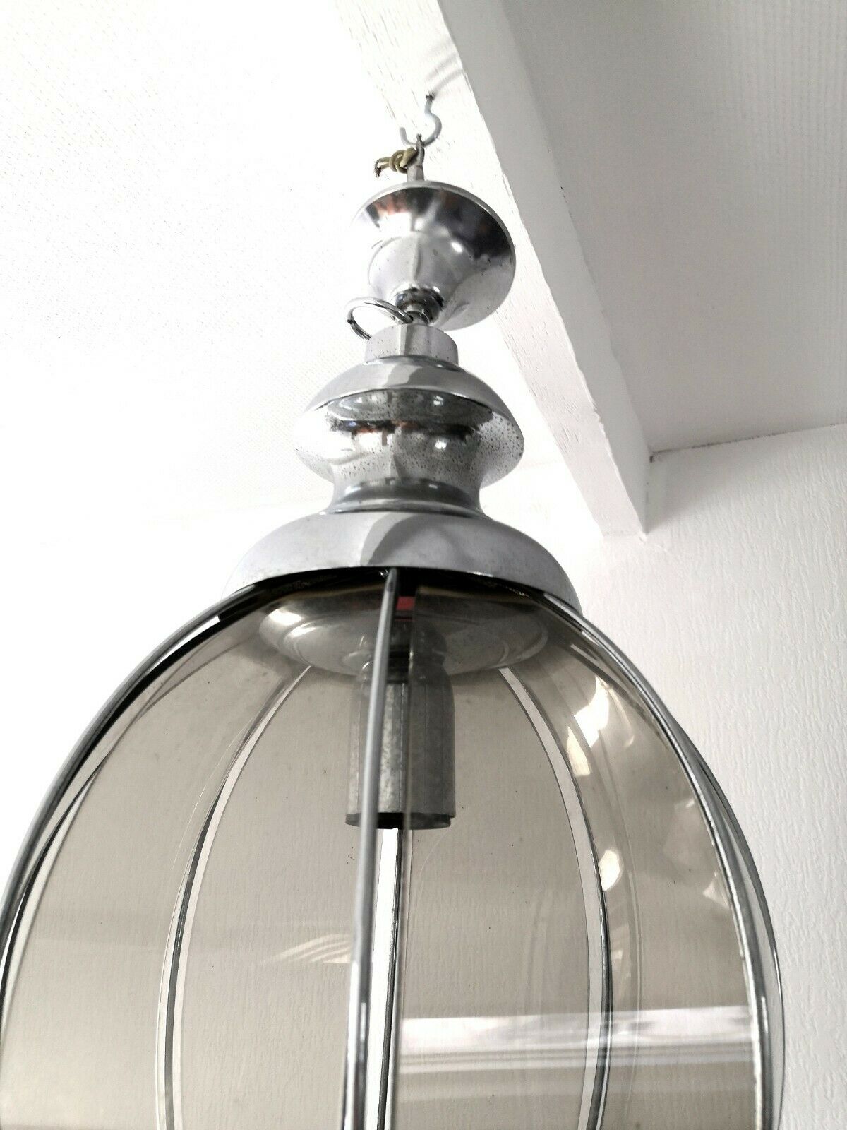 Suspension smoked glass and design 70s