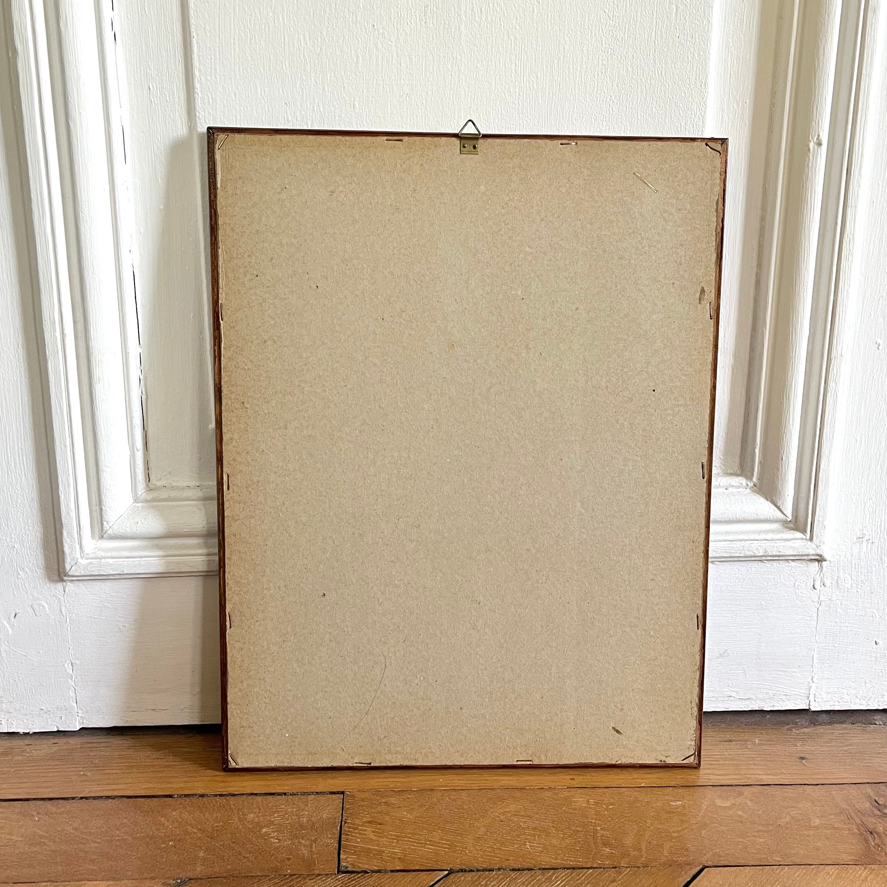 Vintage botanical board frame with blue flowers