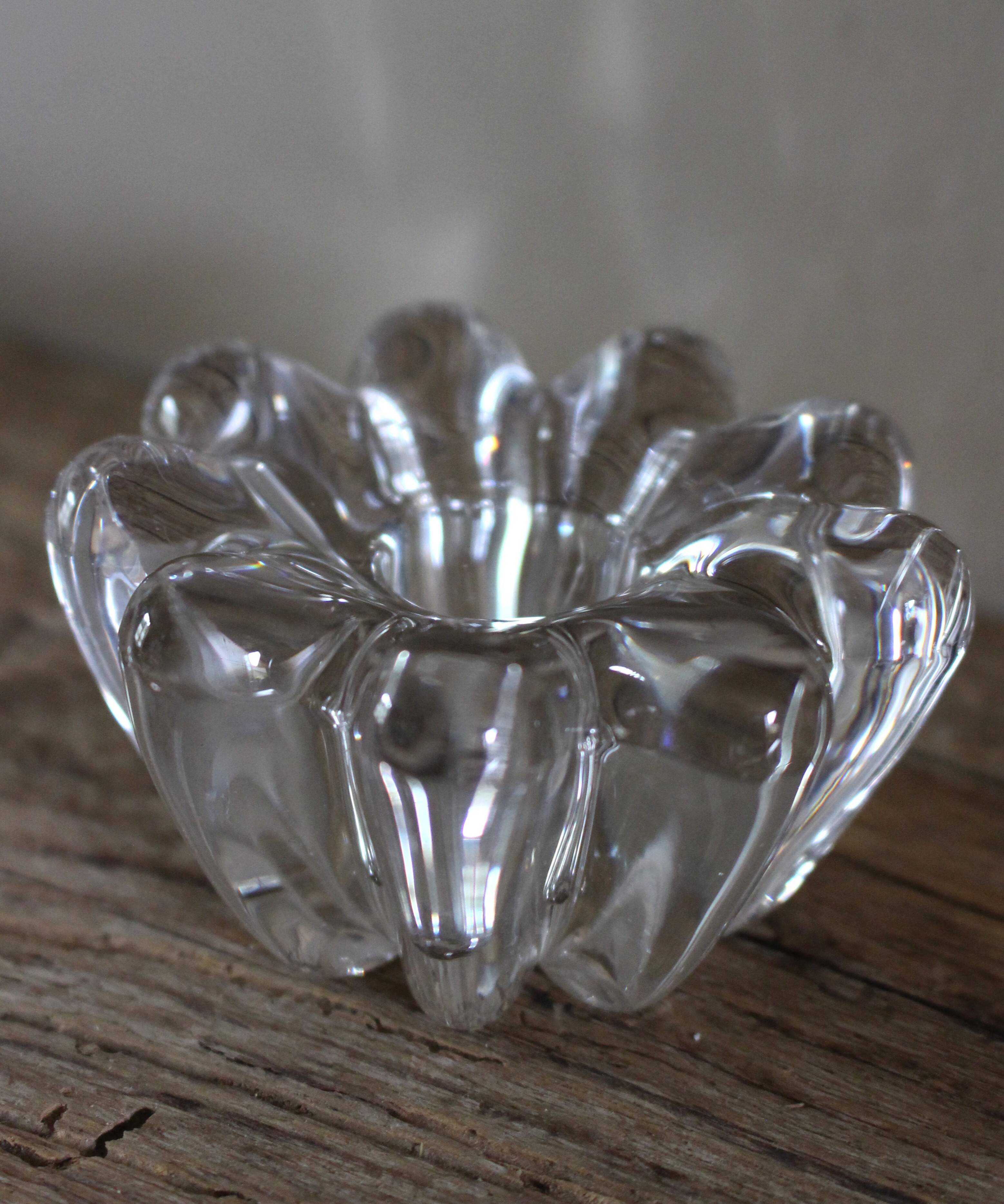 Glass flower candle holder vintage taper candle